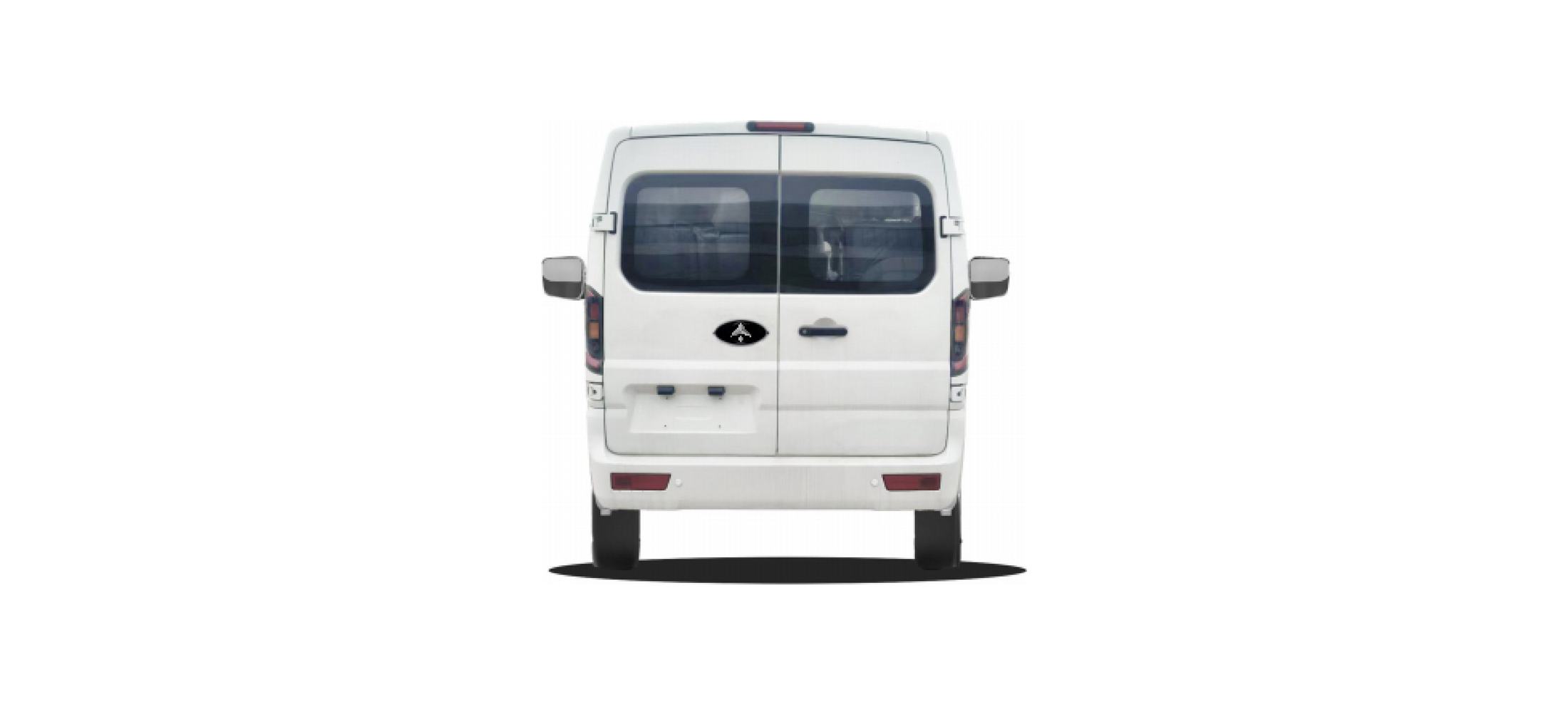 A manufacturer's rear elevation of the KF5039EV, twin doors shut
